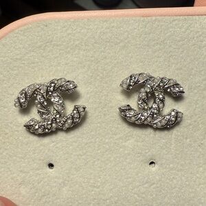 Chanel Silver CC Earrings